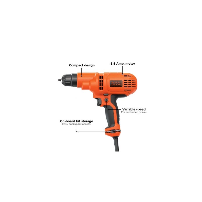 BLACK+DECKER Corded Drill, 5.5-Amp, 3/8-Inch (DR260C) - Image 3